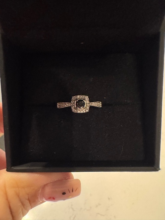 Zales Jewelry - Zales Sterling Silver Black Diamond Halo Engagement Ring